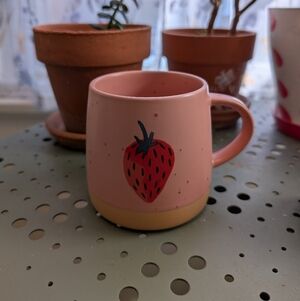Strawberry Berry Design Pink Mug Cottage Core